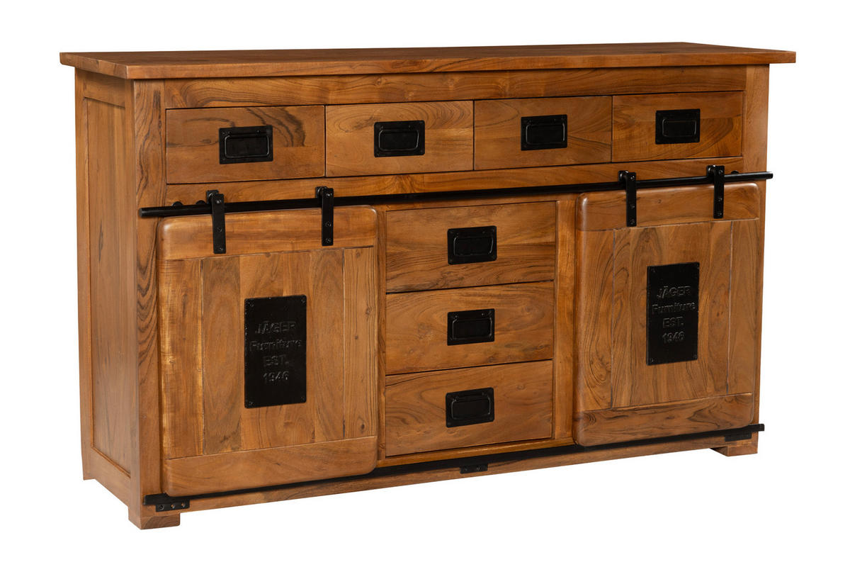 SIDEBOARD LIBRO - Braun/Naturfarben, Akazienholz/Holz (150/90/45cm) - SAM