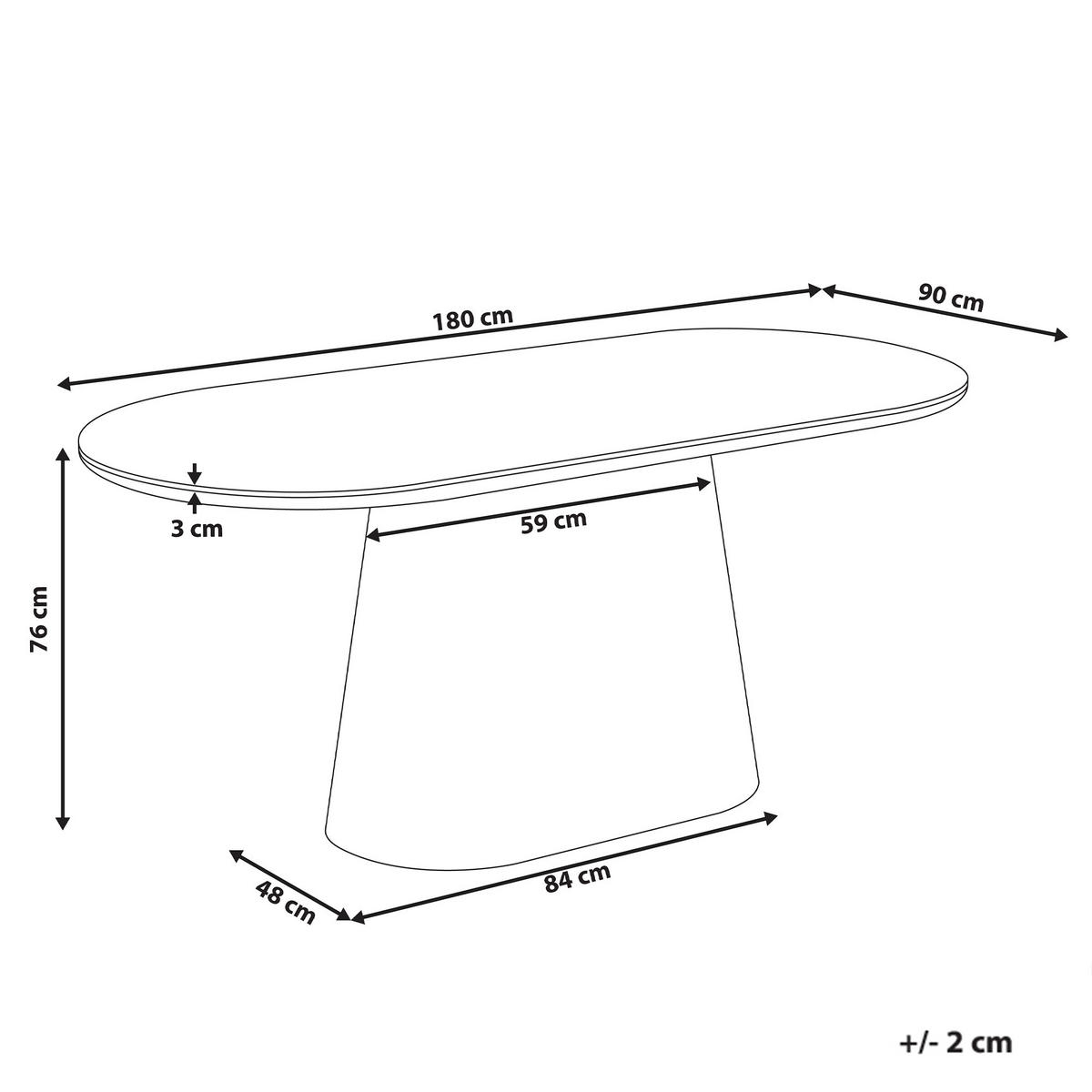 ESSTISCH Weiß Lockhart - Weiß/Braun, Stein (180/90/76cm) - Beliani