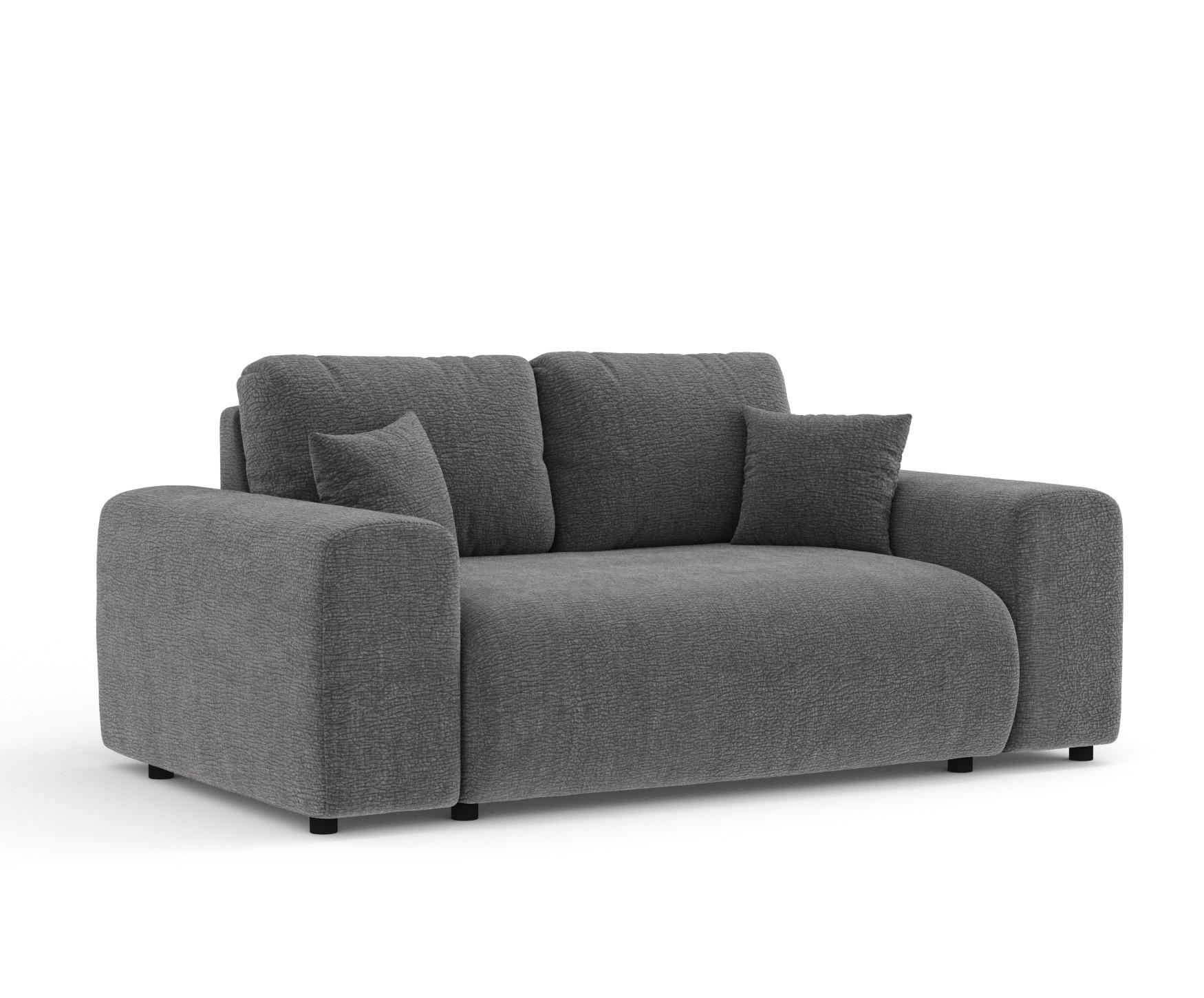2-SITZER-SOFA Zanzibar Grau Chenille - Schwarz/Grau, Holz/Holzwerkstoff (178/79/108cm) - Maison de Reve