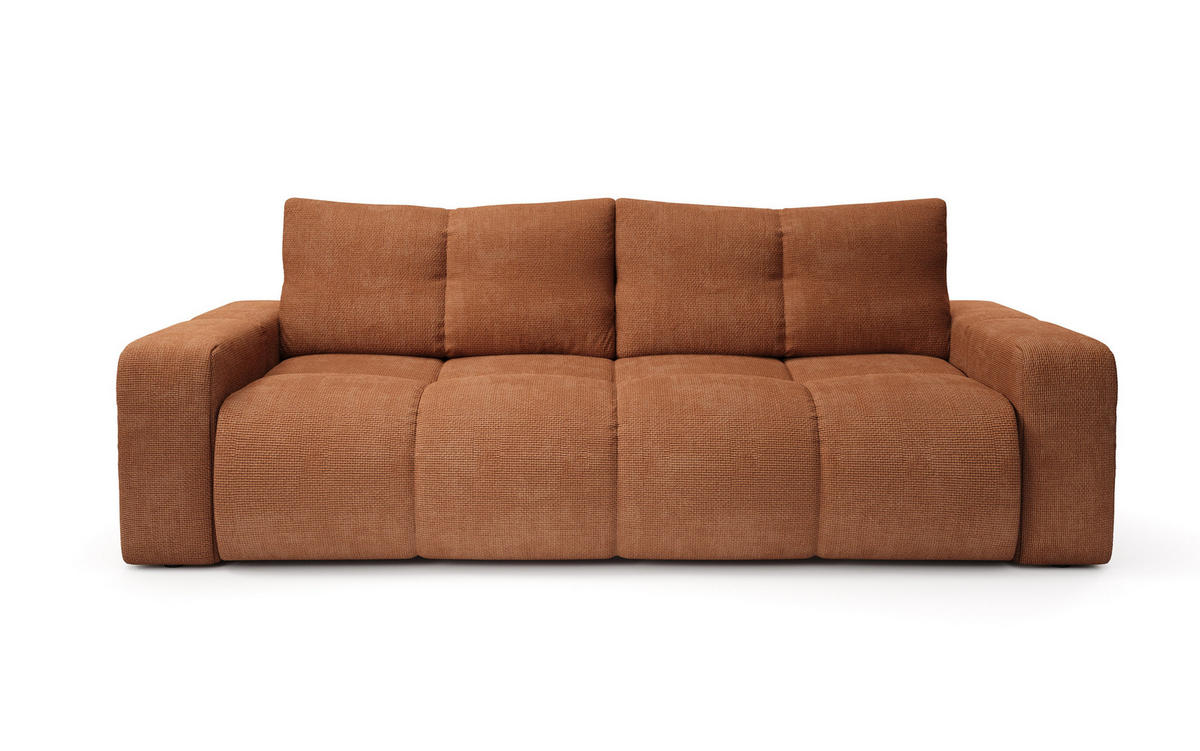 BETTSOFA DUCA Orange Jersey- Stoff mit Schlaffunktion - Orange, Holz (259/90/99cm) - MASSENO
