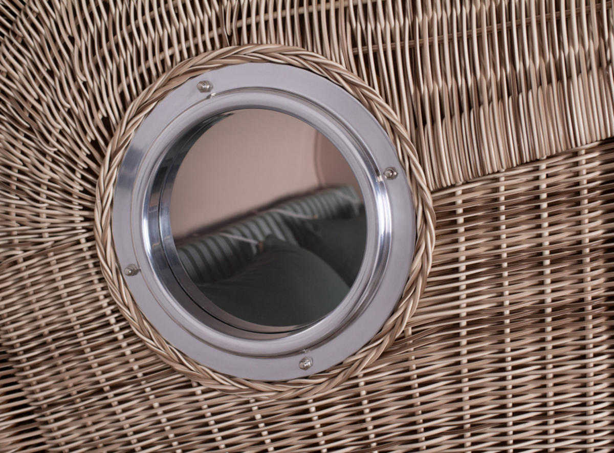 STRANDKORB XXL Düne Grande Teak PE Shell - Braun/Grün, Metall (142/170/95cm) - Mr. Deko