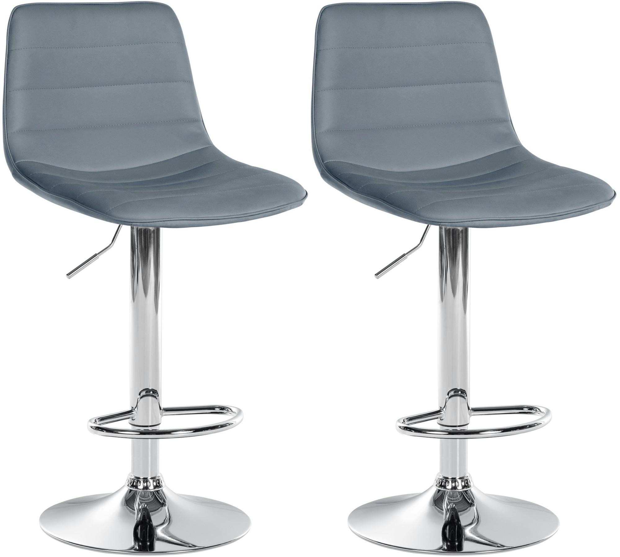 BARHOCKER 2er Set Lederlook grau - Grau, Textil/Metall (45/89/46cm) - CLP