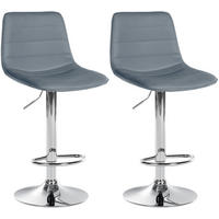 BARHOCKER 2er Set Lederlook grau - Grau, Textil/Metall (45/89/46cm) - CLP