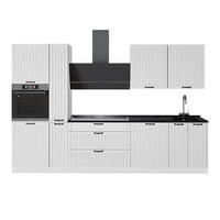 KÜCHENZEILE Fame-Line, Weiß Landhaus/Weiß, 310 cm, AP Anthrazit - Weiß, Holzwerkstoff (310/206.8/60cm) - Vicco