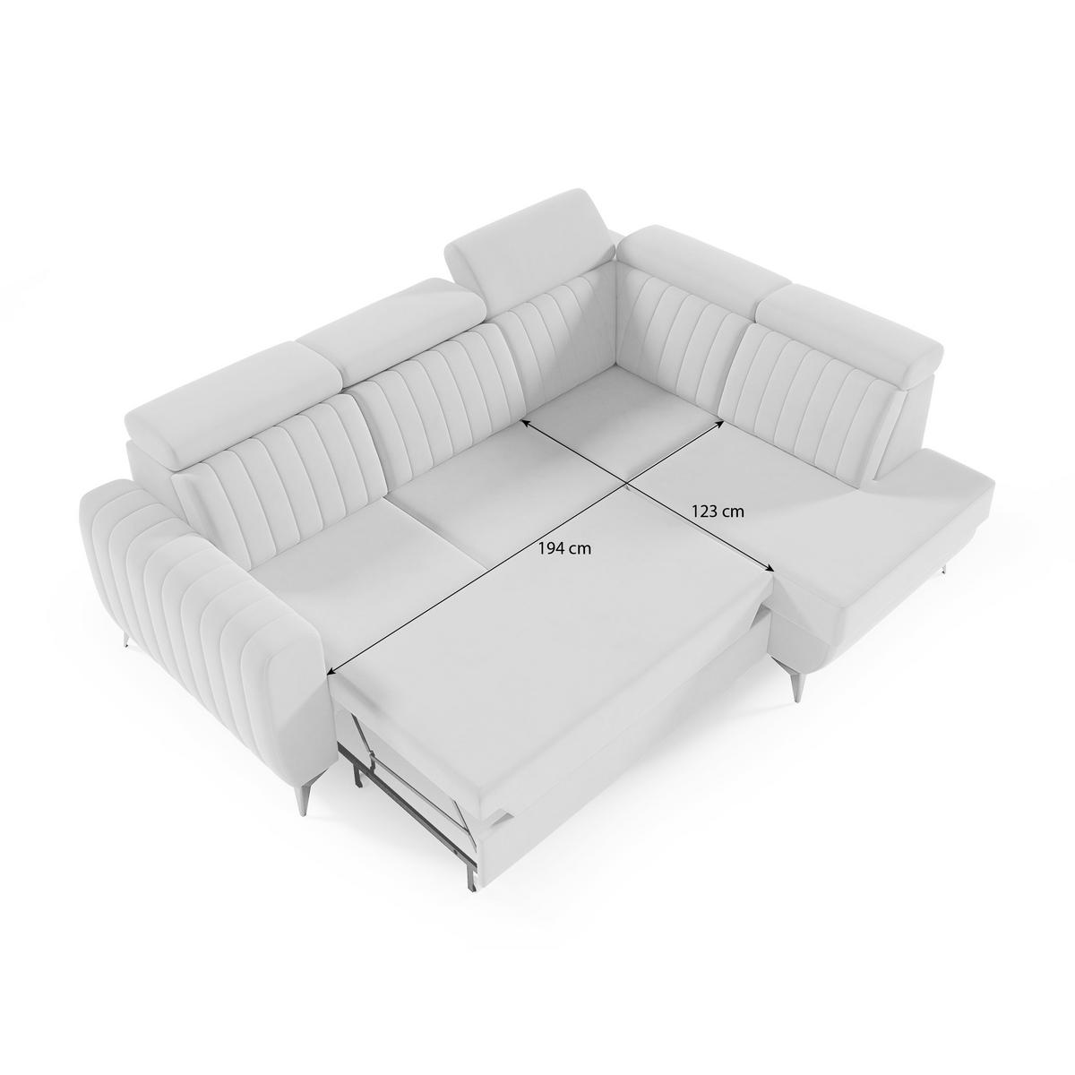 ECKSCHLAFSOFA Connor II verstellbare Kopfstützen, Dunkelgrün, rechts - Dunkelgrün/Schwarz, Textil (268/204cm) - Beautysofa