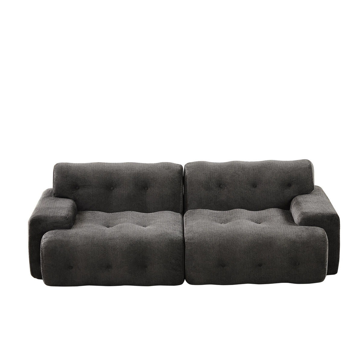SOFA 2-Sitzer modular 224 x 104 cm Chenille Grey - Dunkelgrau, Holzwerkstoff (104/66/224cm) - Meubliv