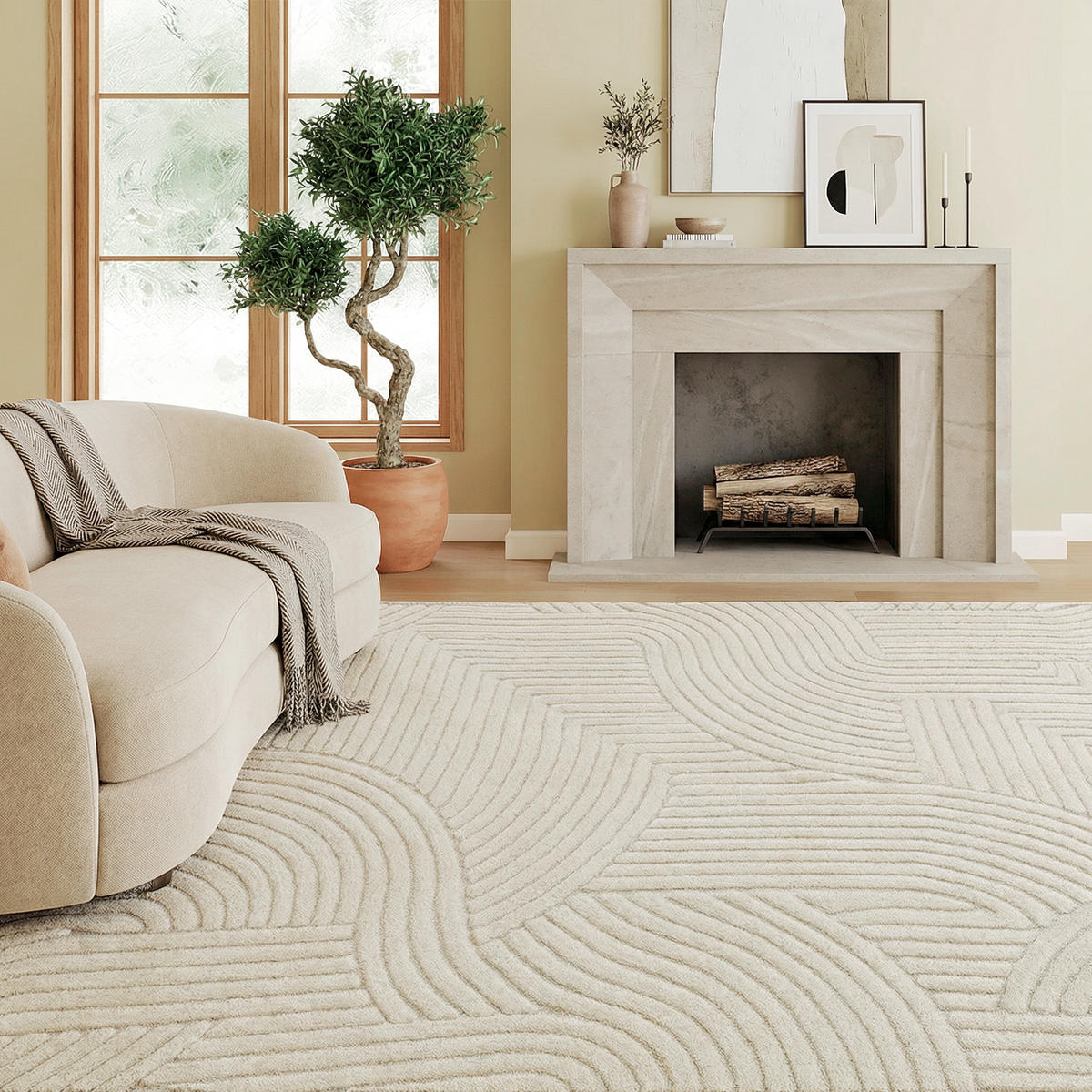 PARAVENT DE-14312 3-teilig, klappbar 135x180 cm Hellbraun - Weiß, Textil (200/140/1.7cm) - ComfortXL