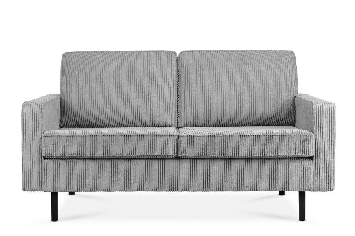 2-SITZER-SOFA INVIA Klassische-Stil mit Armlehnen, Feinkord-Stoff, Grau - Hellgrau/Schwarz, Textil (164/87/98cm) - KONSIMO®