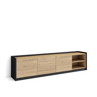 TV-SCHRANK, Lowboard, 207/37/50cm, Für TV-Geräte bis zu 80", Eiche Schwarz - Eichefarben, Holzwerkstoff (207/50/37cm) - Skraut Home