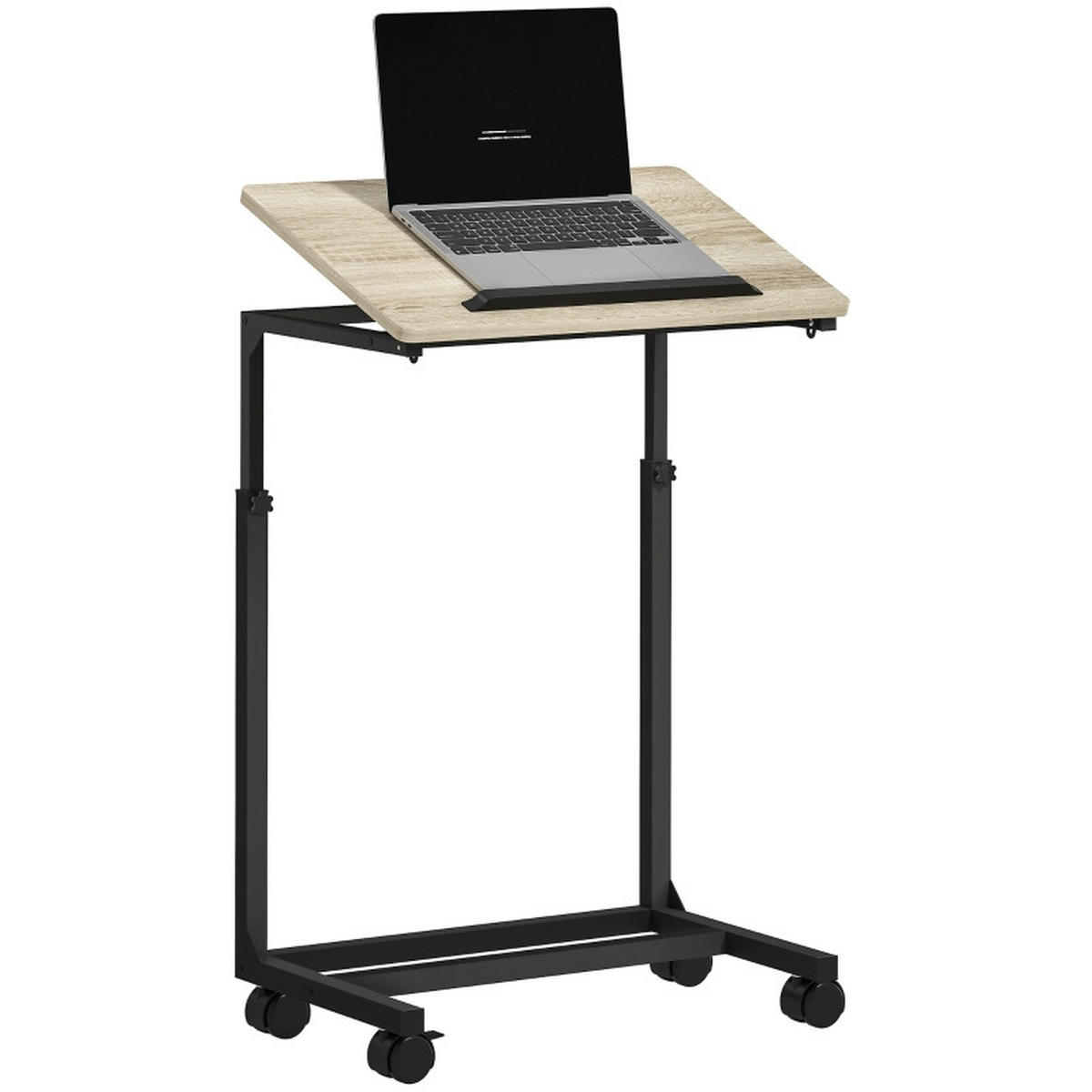 BEISTELLTISCH 55/36/62,5-82,5 cm Weiß in C-Form höhenverstellbar mit Rollen - Eichefarben, Holzwerkstoff (55/36/82.5cm) - OKWISH