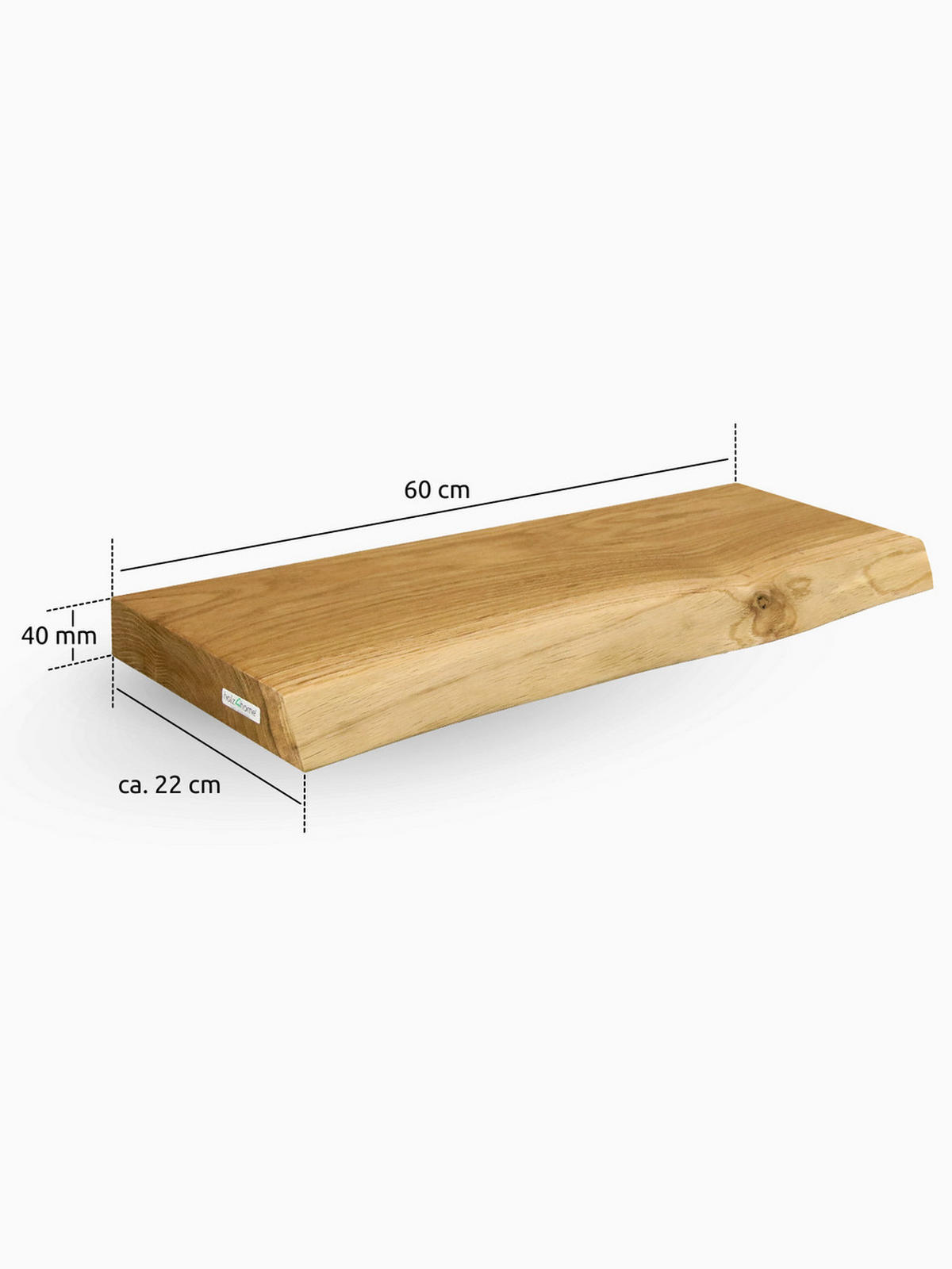 WANDREGAL schwebend mit Baumkante - Eichefarben, Holz (60/4/22cm) - holz4home