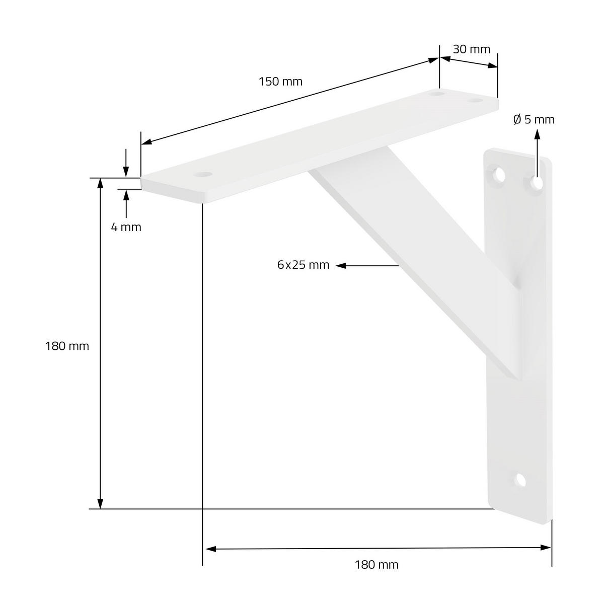 REGALTRÄGER 2er Set - Weiß, Metall (18/3/18cm) - ML-DESIGN