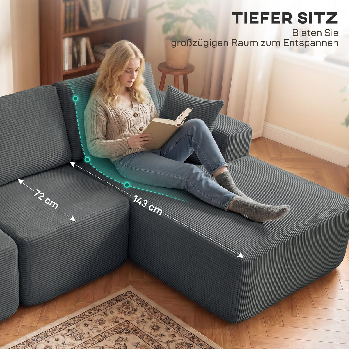 ECKSOFA Dunkelgrau 267.0/168.0/85.0 cm - Dunkelgrau, Textil (168/267cm)