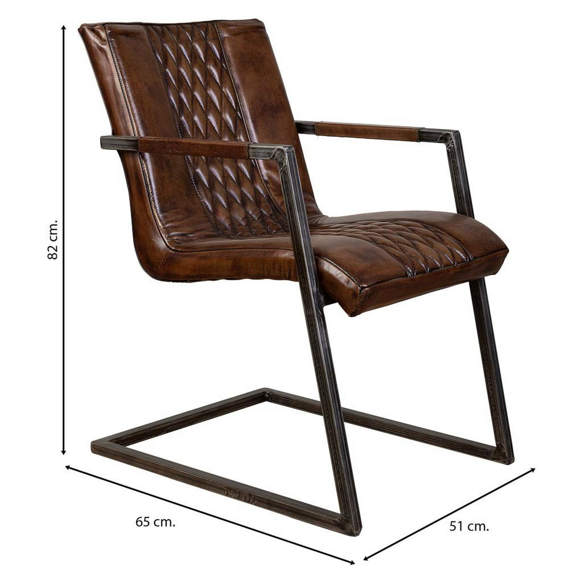 STUHL aus Metall und Leder, 51x65x82 cm braun - Braun, Metall (51/82/65cm) - Wanderlust