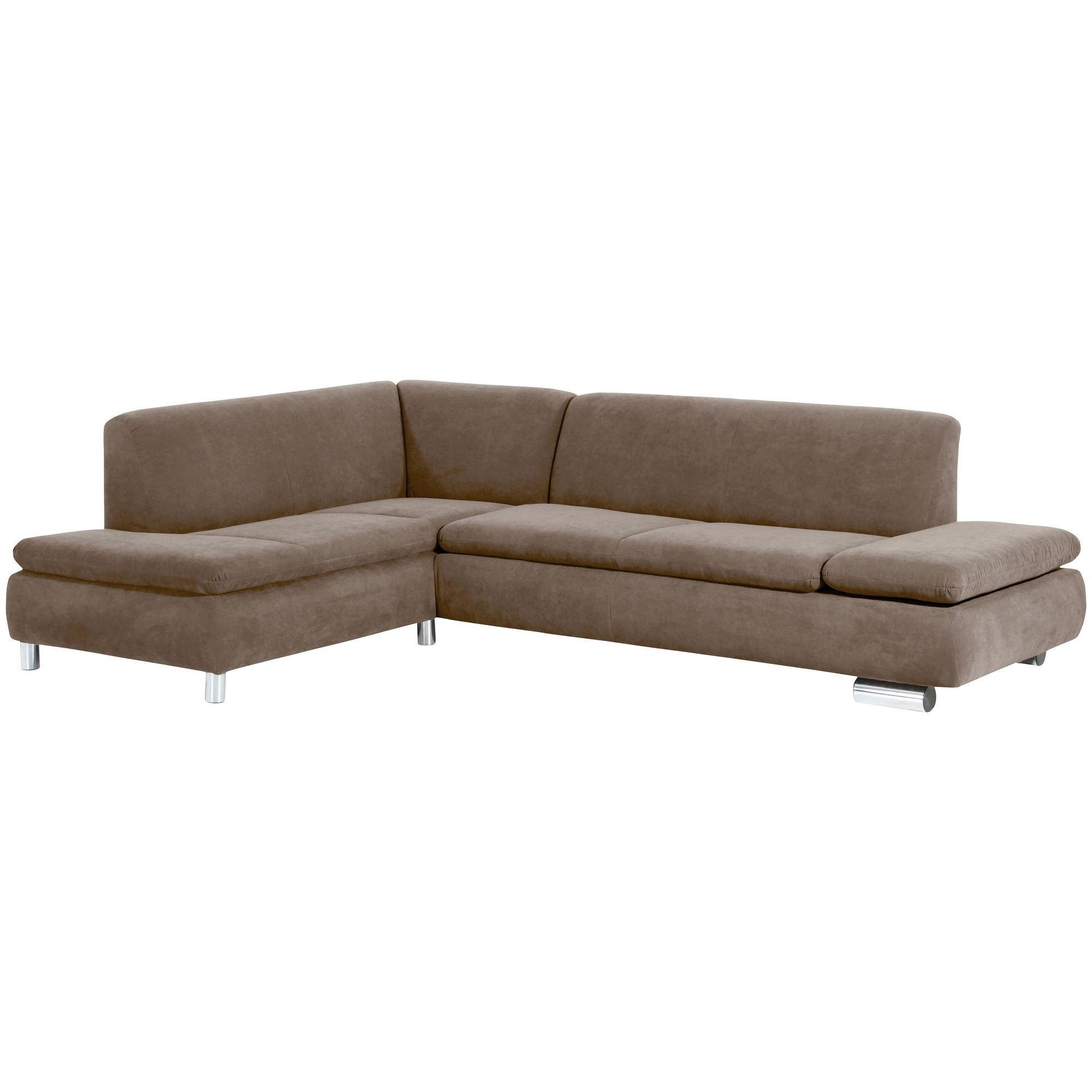 ECKSOFA mit Ottomane links Kaye Bezug Veloursstoff Metallfuß verchromt / sahara - Sahara, Kunststoff (190/270cm) - 58aufmkessel