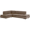 ECKSOFA mit Ottomane links Kaye Bezug Veloursstoff Metallfuß verchromt / sahara - Sahara, Kunststoff (190/270cm) - 58aufmkessel