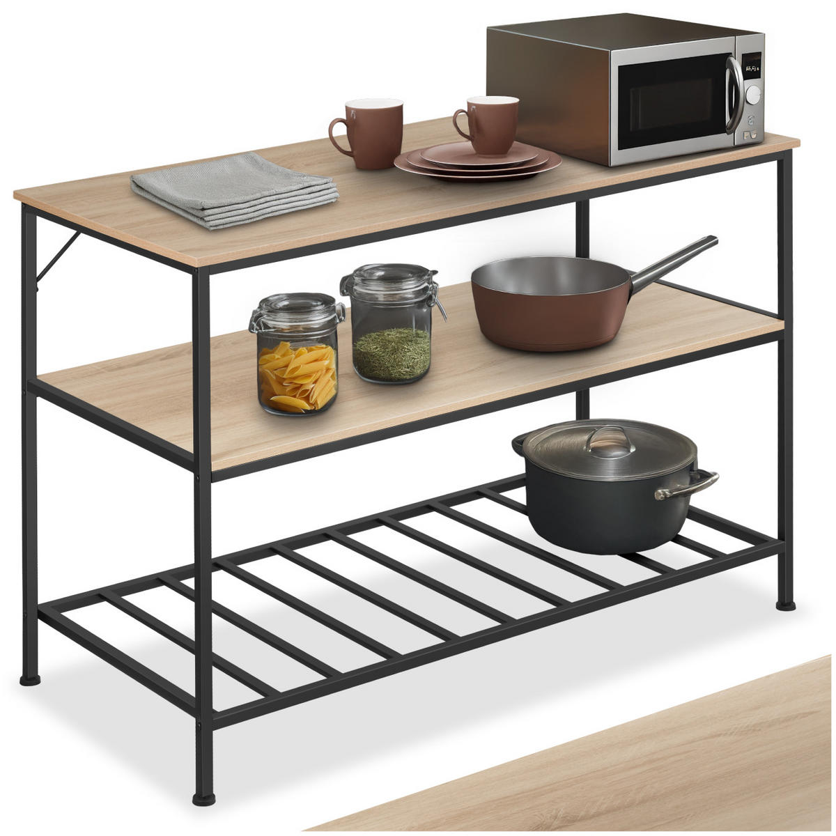 KÜCHENREGAL Akeley, 120 x 60 x 90, 5 cm, Industrial Holz hell, Eiche Sonoma - Naturfarben, Holzwerkstoff (60/90.5/120cm) - tectake