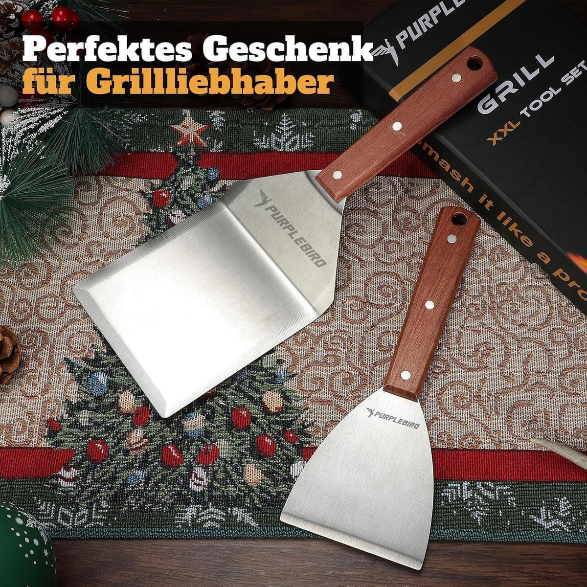 GRILLSPACHTEL Set Edelstahl 2-teilig - Braun, Metall (15.6/4.9/36.6cm)
