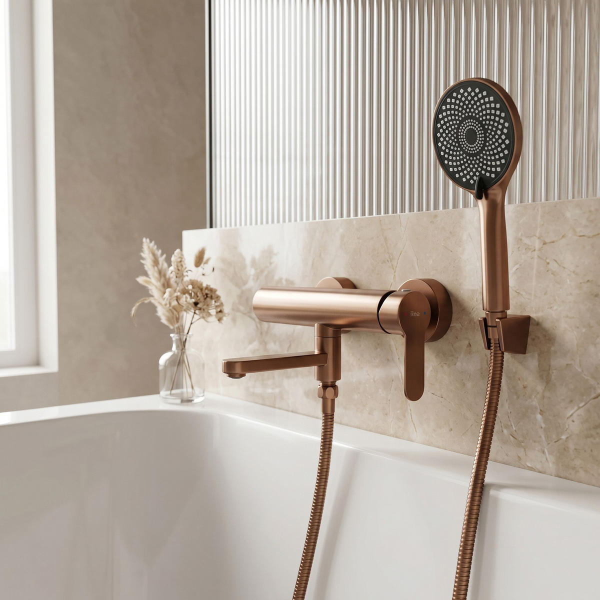 WANNENARMATUR Rea Arcos Brushed Copper - Kupferfarben, Metall (20/20/15cm) - REA