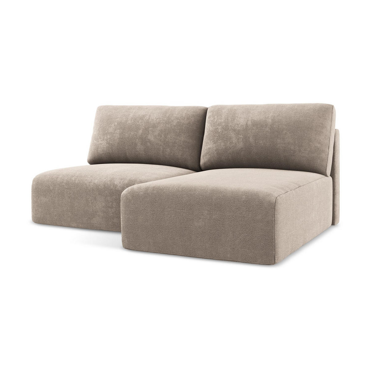 ECKSOFA mit Schlaffunktion rechts Chenille Stoff Beige - Beige/Schwarz, Kunststoff/Textil (210/149cm) - Makamii