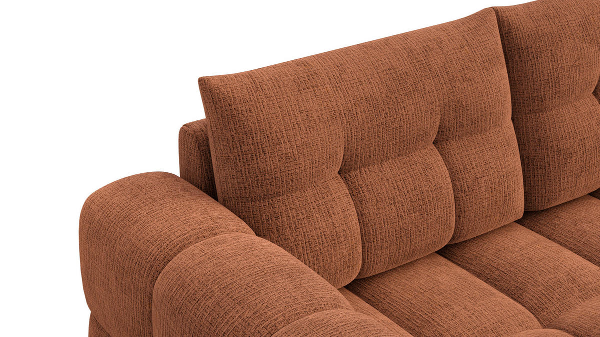 SOFA CLOUDI 2,5-Sitzer, rostrot - Schwarz/Orange, Holz/Textil (211/89/104cm) - Courtois Laville