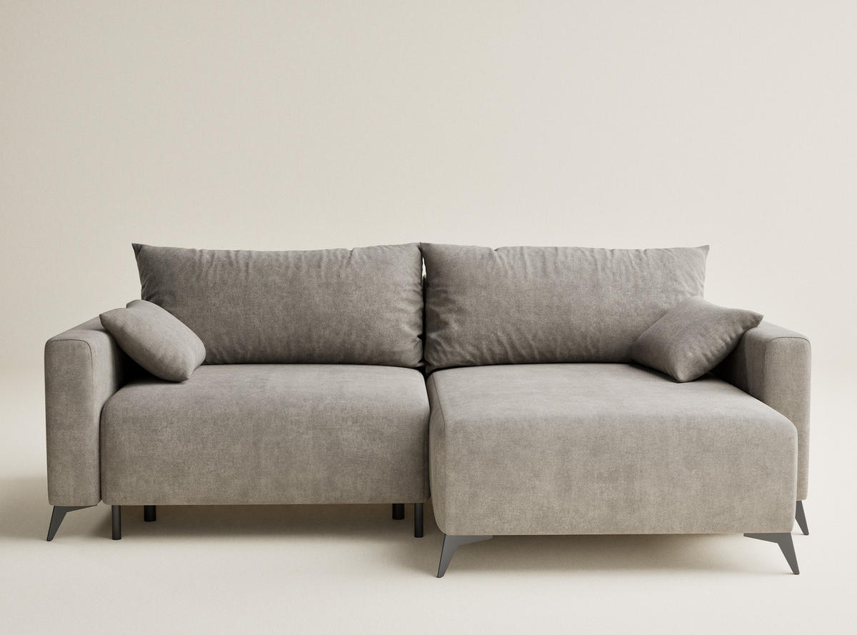 ECKSOFA MIT SCHLAFFUNKTION Leon Braun Webstoff - Schwarz/Braun, Holz/Holzwerkstoff (239/148cm) - Maison de Reve