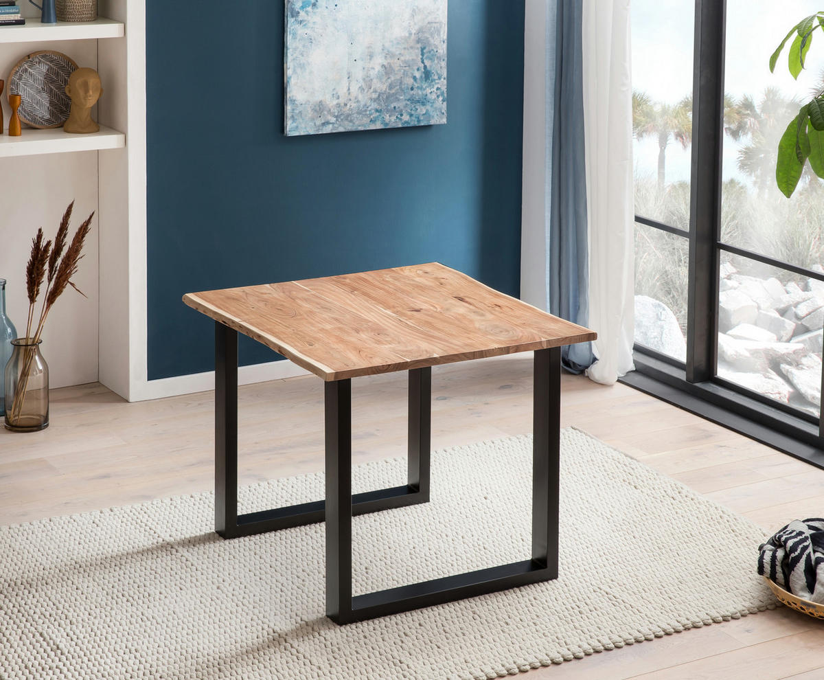 ESSTISCH MORITZ - Beige/Schwarz, Holz/Metall (90/90/77cm) - SAM