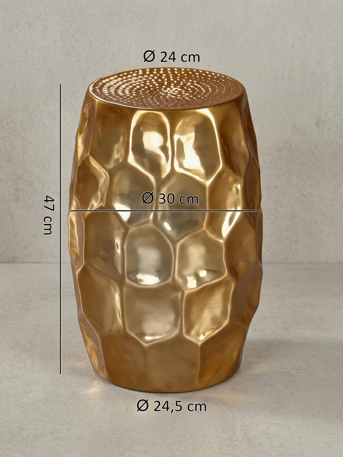 BEISTELLTISCH Aluminium Hammerschlag Pflegeleicht ENNS, Gold 30x30x47 cm - Goldfarben, Metall (30/30/47cm) - KADIMA DESIGN