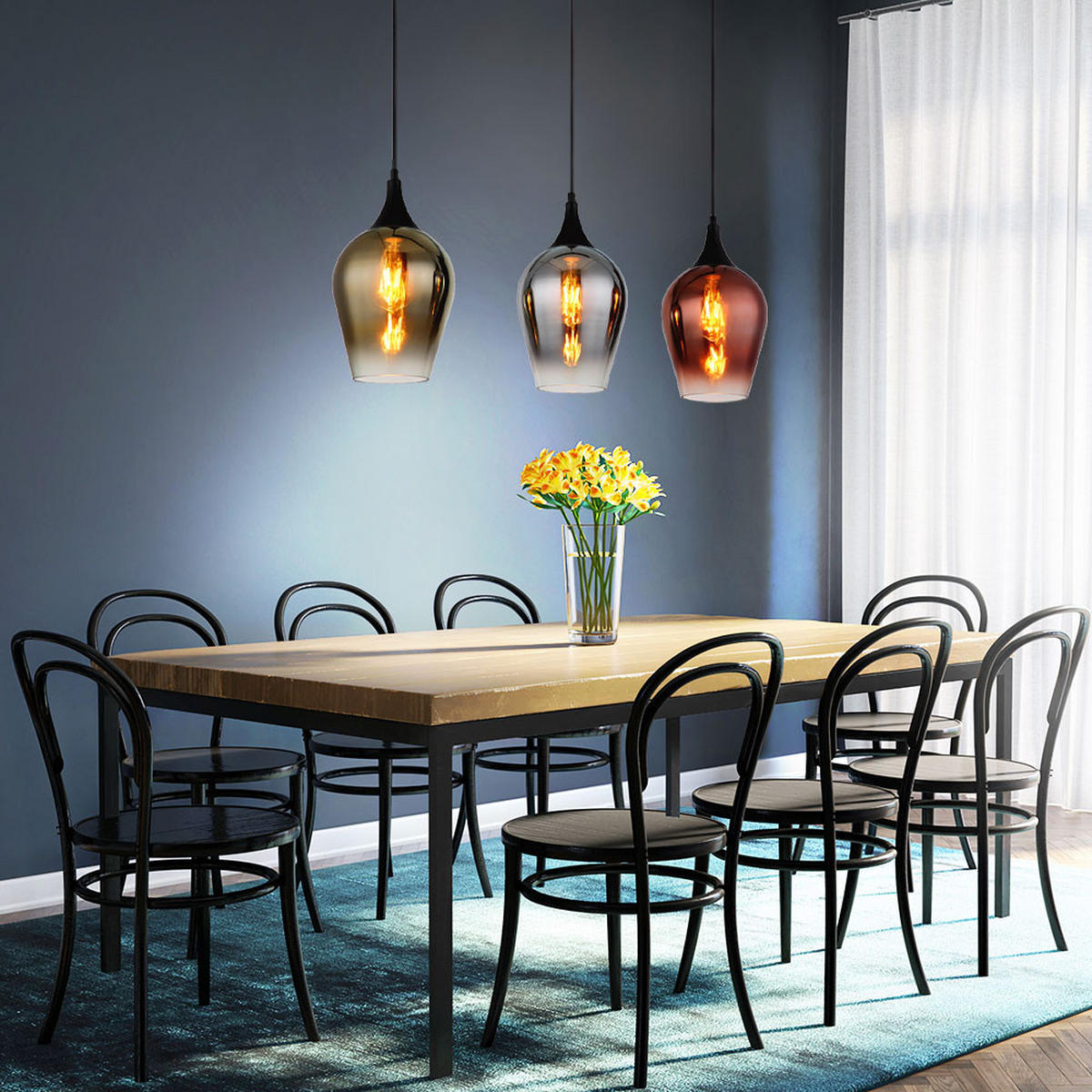 HÄNGELEUCHTE Metall Bunt 3-Flammig - Multicolor, Glas (83/18/120cm) - Globo Lighting