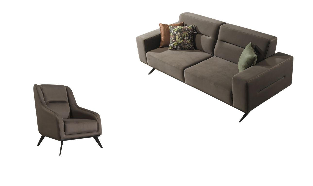 SITZGARNITUR Soprano Seidengrau Stellvariante:3+1 - Braun, Holz/Textil (230/85/100cm) - Villa Möbel