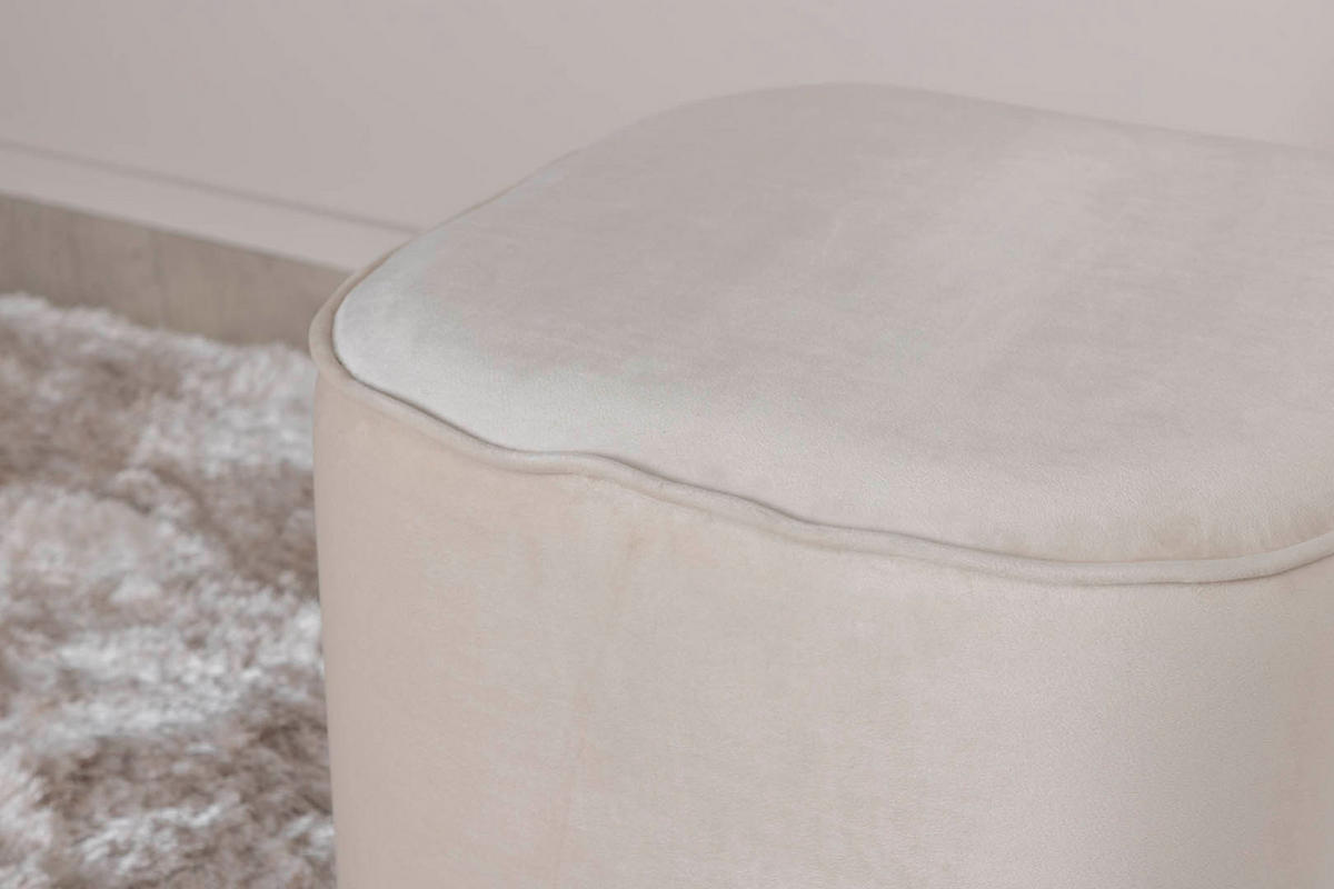 POUF Velour weiß - Weiß, Holzwerkstoff (44/41/44cm) - ebuy24