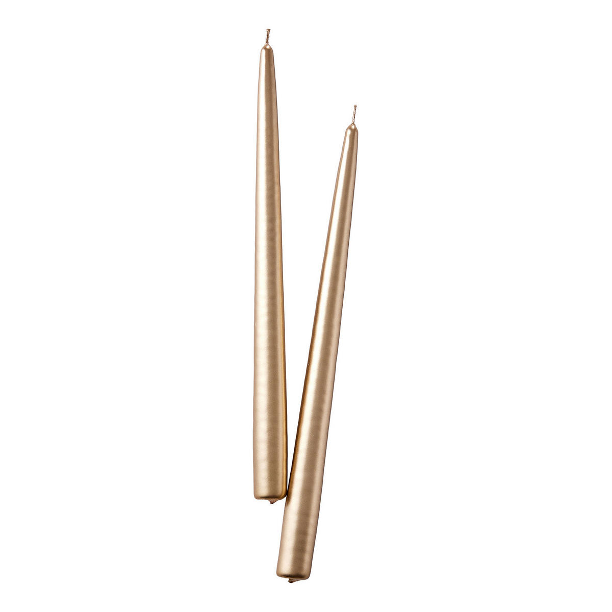 KERZE (12er-Set) Twin Flame konische Zwillingskerzen - Goldfarben, Paraffin (4/31/2cm) - Butlers