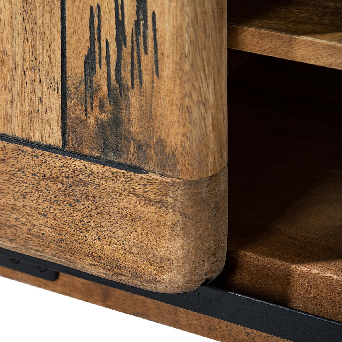 COUCHTISCH - Mango massiv / Eisen - Mango / Schwarz - Braun, Holz/Metall (110/70/45cm) - home24