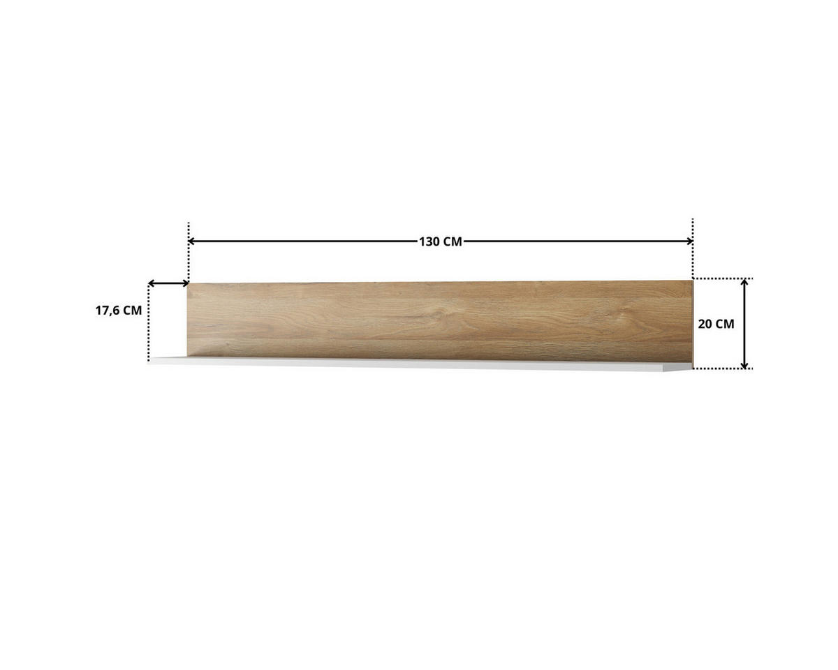 WOHNWAND Panzo 4-teilig Eiche Grandson / Weiß - Grifflos - Eichefarben/Weiß, Holzwerkstoff (260/171/44cm) - Ravio