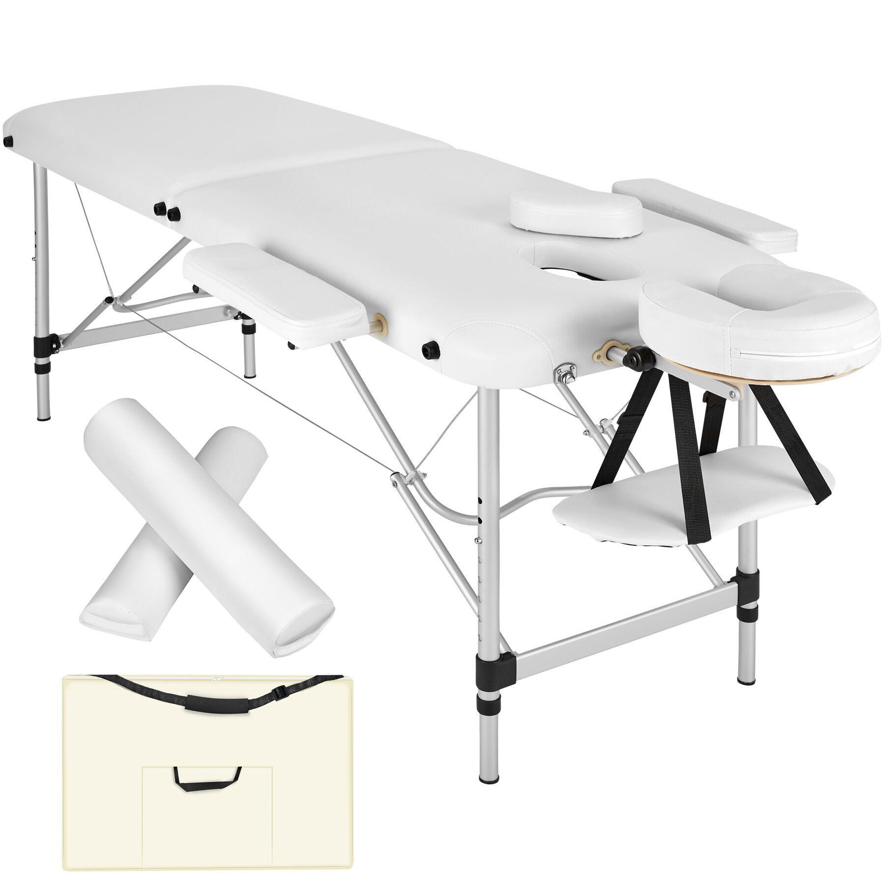 MASSAGELIEGE 2 Zonen, 210 x 95 x 89 cm,weiß - Weiß, Metall (95/89/210cm) - tectake