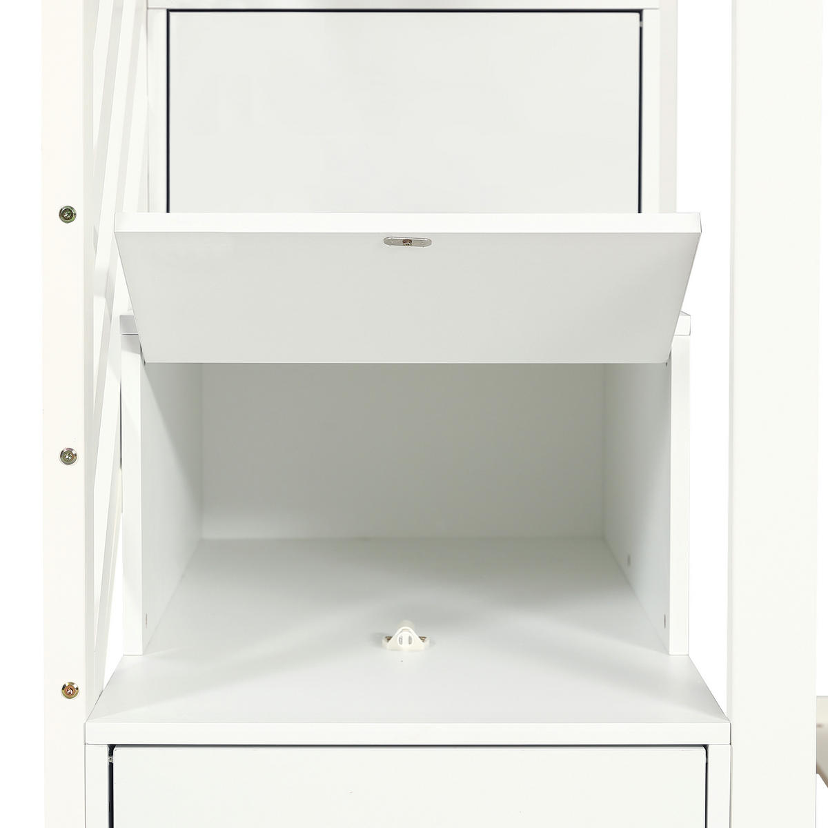 ETAGENBETT mit Treppe Weiß - Naturfarben, Holz (90/200cm) - ComfortXL