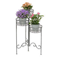 BLUMENTREPPE rund 3 Körbe Metall Grau antik 45/75 cm - Grau, Metall (23/75/23cm) - DanDiBo