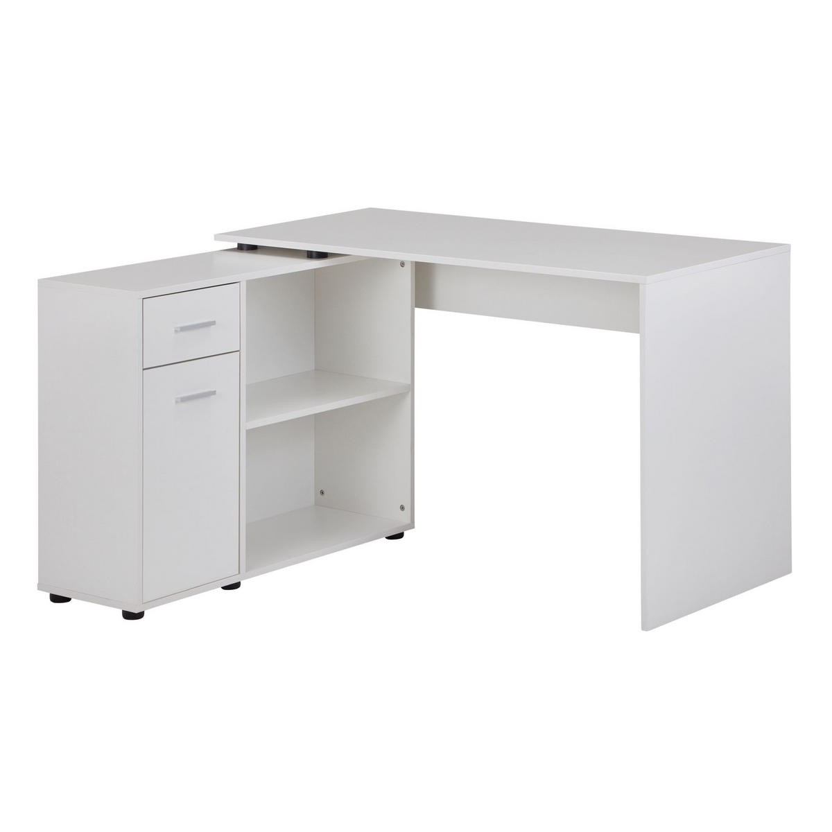SCHREIBTISCH mit Regalplatte – flexibel aufstellbar, melaminbeschichtet, weiß, 120x107x75 cm - Weiß, Holz/Kunststoff (107/120/75cm) - KADIMA DESIGN