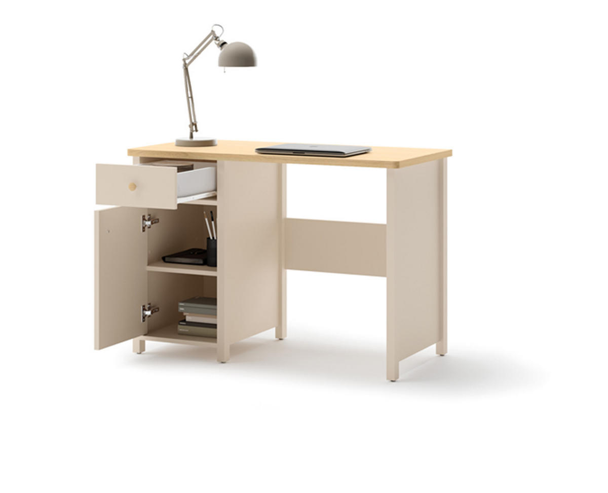 SCHREIBTISCH STORY 3 - Eichefarben/Beige, Holzwerkstoff (110/76/52cm) - Meblini