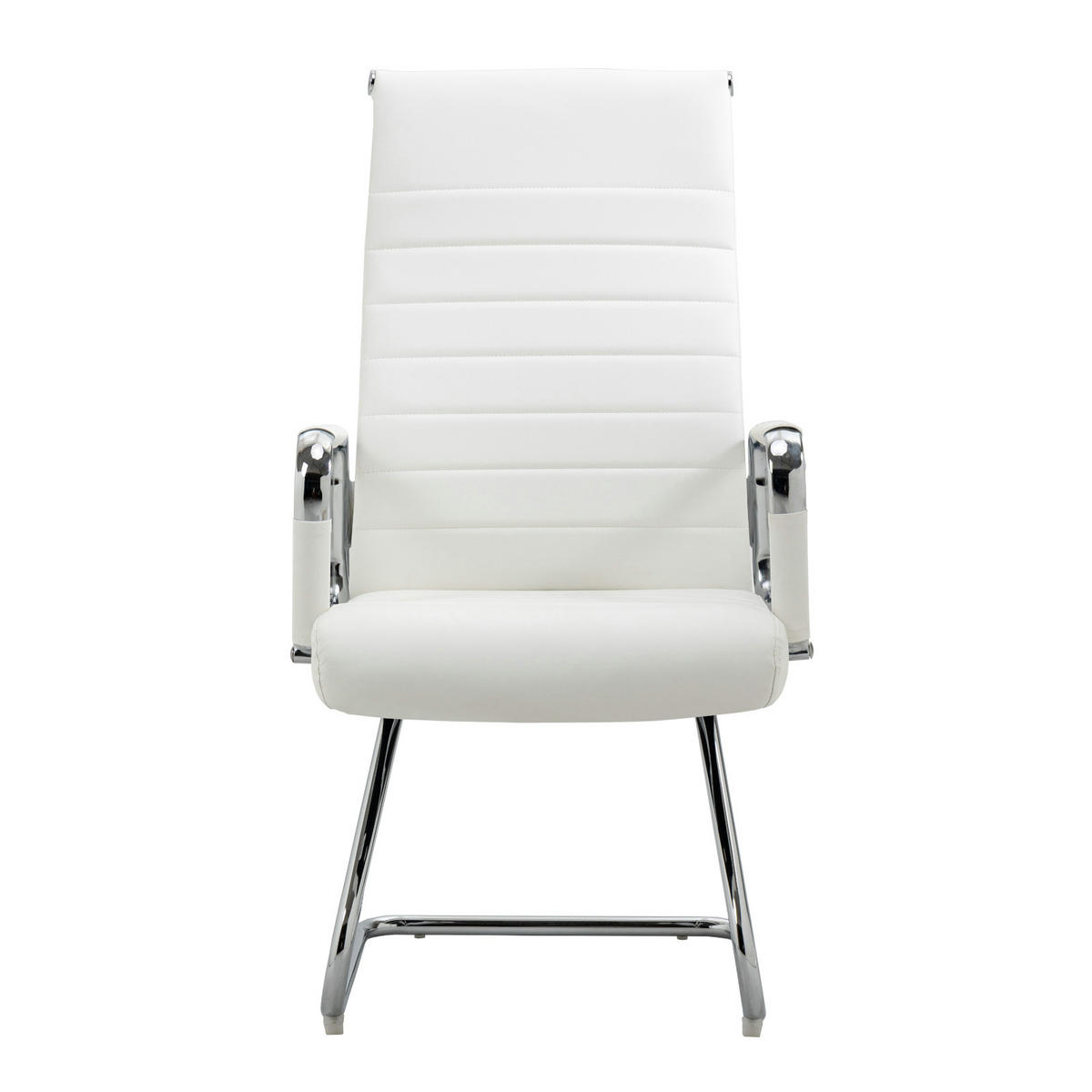 BESUCHERSTUHL OFFICE COMFORT 2er Set Kunstleder Weiß - Silberfarben/Weiß, Textil/Metall (56.5/110/64cm) - SVITA