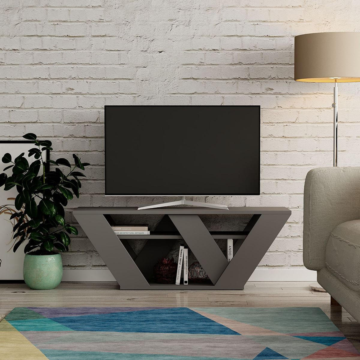 TV-MÖBEL 3 Regale L110 cm - Pipralla - Anthrazit, Holzwerkstoff (30/40/110cm) - Calicosy