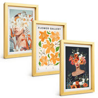 BILDER SET 3er Set - 20x30 cm Goldrahmen - Blumenporträts mit Blumensträußen - Goldfarben, Kunststoff (20/30cm) - TULUP