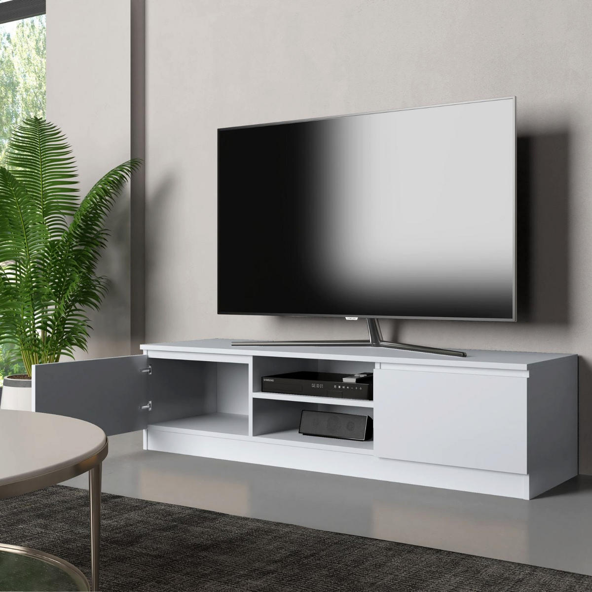 TV Lowboard Frank - Weiß, Holzwerkstoff (140/36/40cm) - kommodly