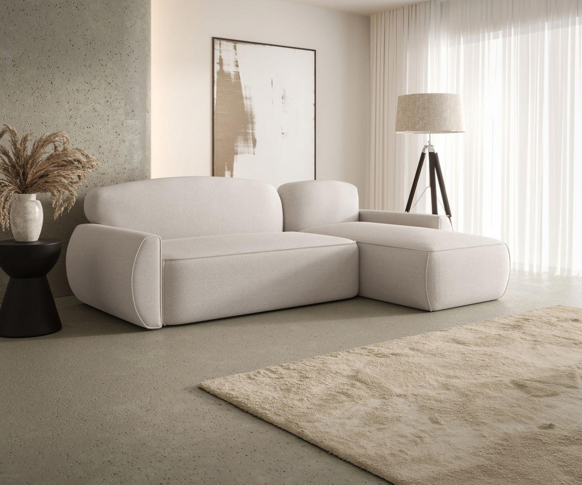 ECKSOFA mit Schlaffunktion LUCAS Curio 02 Rechts - Creme, Textil (240/145cm) - Bedante