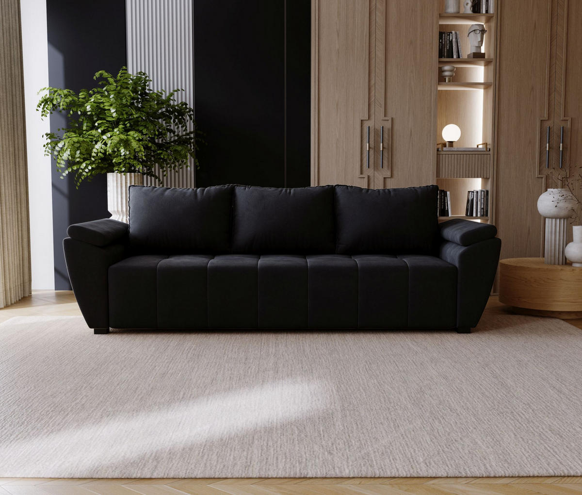 SOFA ZEUS mit Schlaffunktion MONOLITH 97 mit Stauraum - Grau, Textil (80/78/240cm) - Bedante
