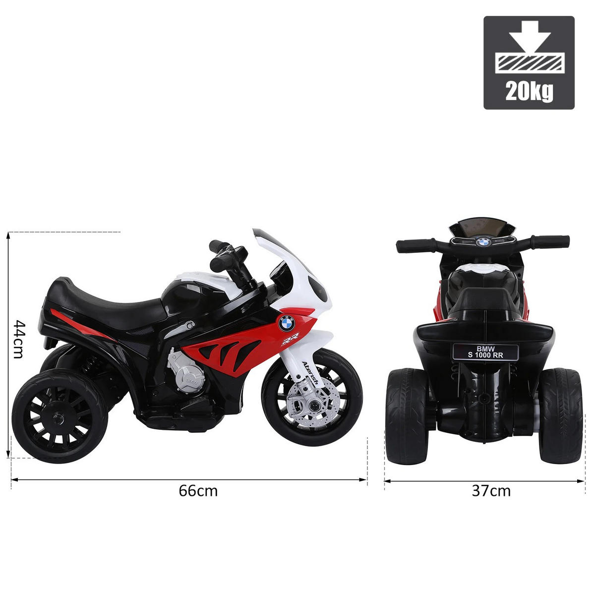 KINDERMOTORRAD BMW Weiss - Rot, Kunststoff/Metall (37/66/44cm) - Jamb