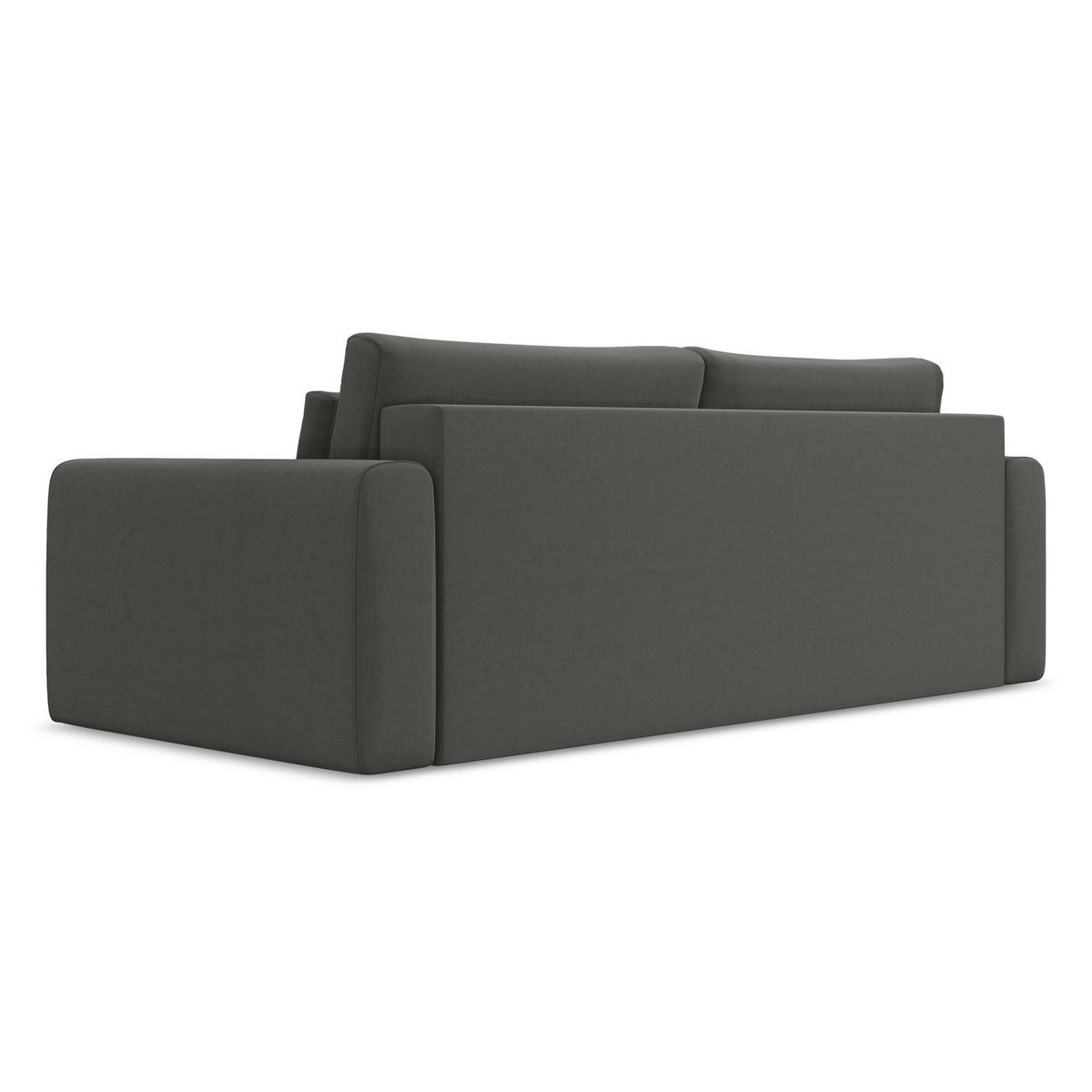 3-SITZER SOFA mit Schlaffunktion Samt Stoff Grau - Dunkelgrau/Schwarz, Kunststoff/Textil (238/82/105cm) - LaMiaSofa