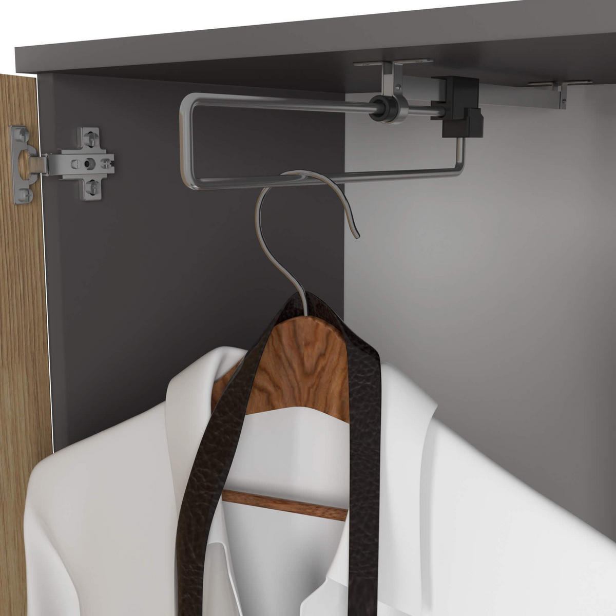 GARDEROBE Entro mit Spiegel, Grau/Eiche Artisan, 95x183x35 cm - Eiche Artisan/Grau, Holzwerkstoff (95/183/35cm) - Akord