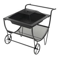 BRENNHOLZREGAL Schwarz - Schwarz, Metall (59/57/76cm) - COSTWAY
