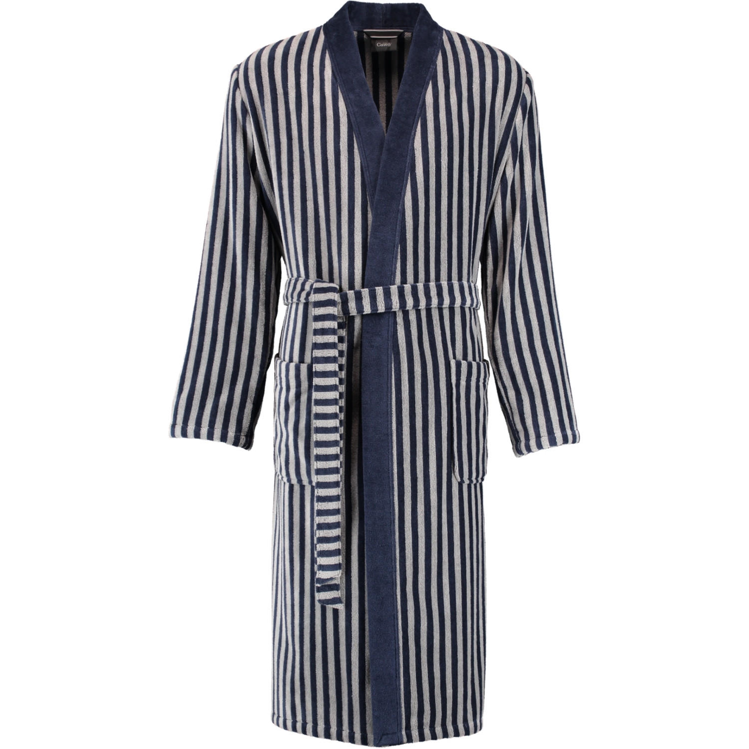 BADEMANTEL HERREN KIMONO STREIFEN 3833 BLAU-GRAPHIT - 17 - Blau, Textil (Snull) - Cawoe